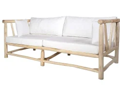 Tuinbank Van Teakhout Met Kussens - Licht Naturel En Wit - Tulum
