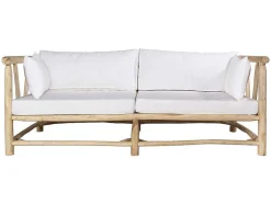 Tuinbank Van Teakhout Met Kussens - Licht Naturel En Wit - Tulum