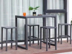 Tuinbar En 4 Barkrukken Van Aluminium - Antraciet - Walpole Van Mylia