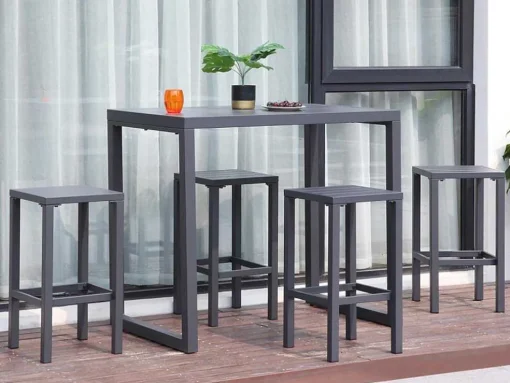 Tuinbar En 4 Barkrukken Van Aluminium - Antraciet - Walpole Van Mylia