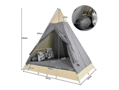Tuinbed - Rotan Tent Voor 2 Personen - Met Gordijn En Kussens - Beige