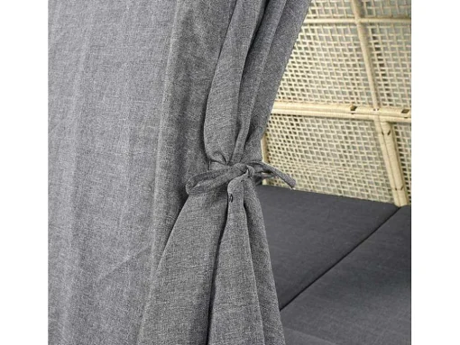 Tuinbed - Rotan Tent Voor 2 Personen - Met Gordijn En Kussens - Beige