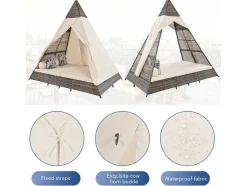 Tuinbed - Rotan Tent Voor 2 Personen - Met Gordijn En Kussens - Grijs