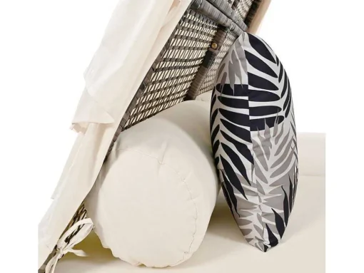 Tuinbed - Rotan Tent Voor 2 Personen - Met Gordijn En Kussens - Grijs