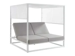 Tuinbed Met Baldakijn Van Aluminium - Wit En Grijs - Livadis Van Mylia