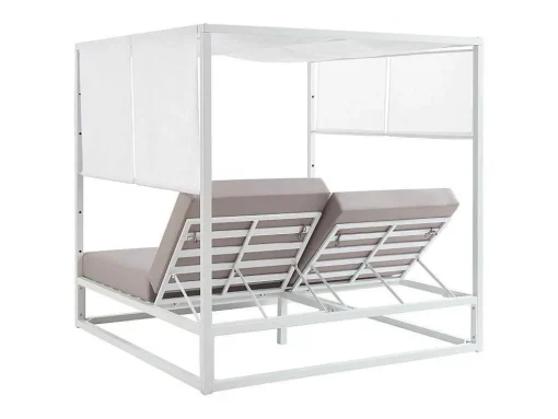 Tuinbed Met Baldakijn Van Aluminium - Wit En Grijs - Livadis Van Mylia