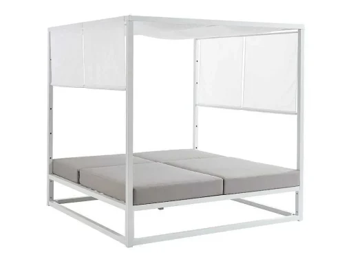 Tuinbed Met Baldakijn Van Aluminium - Wit En Grijs - Livadis Van Mylia
