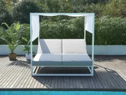 Tuinbed Met Baldakijn Van Aluminium - Wit En Grijs - Livadis Van Mylia