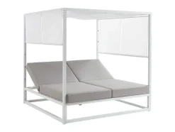 Tuinbed Met Baldakijn Van Aluminium - Wit En Grijs - Livadis Van Mylia