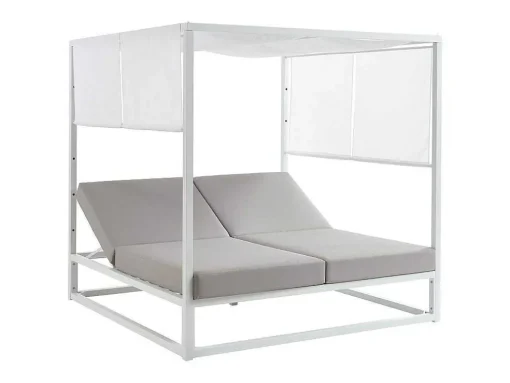 Tuinbed Met Baldakijn Van Aluminium - Wit En Grijs - Livadis Van Mylia