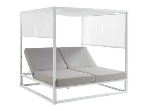 Tuinbed Met Baldakijn Van Aluminium - Wit En Grijs - Livadis Van Mylia