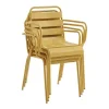 Tuineethoek Van Metaal - Een Tafel D160 Cm Met 2 Opstapelbare Fauteuils En 4 Opstapelbare Stoelen - Mosterdgeel - Mirmande Van Mylia