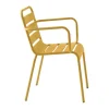 Tuineethoek Van Metaal - Een Tafel D110 Cm En 4 Opstapelbare Stoelen - Mosterdgeel - Mirmande Van Mylia