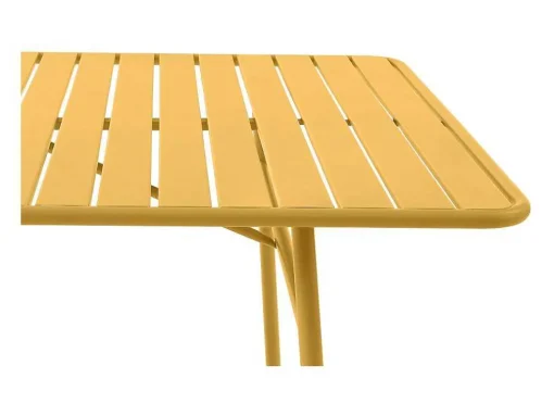Tuineethoek Van Metaal - Een Tafel D160 Cm Met 2 Opstapelbare Fauteuils En 4 Opstapelbare Stoelen - Mosterdgeel - Mirmande Van Mylia