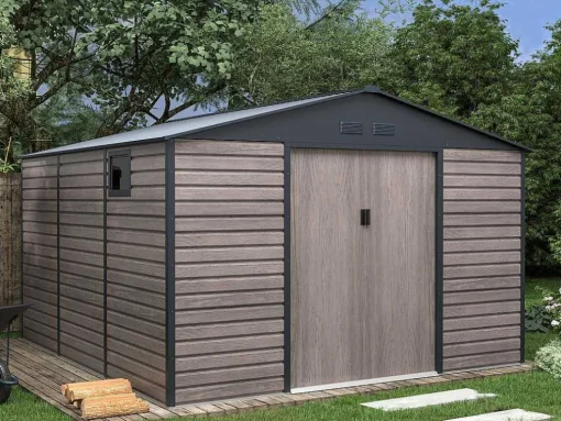 Tuinhuis Van Gegalvaniseerd Staal Met Grijs Houteffect 13,12 M - Adelmo