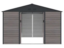 Tuinhuisje Van Gegalvaniseerd Staal Met Houteffect Adelmo - Grijs - 10,98 M