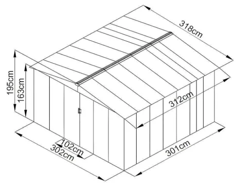 Tuinhuisje Van Gegalvaniseerd Staal - Grijs - Linus - 9,92 M
