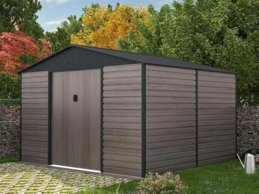 Tuinhuisje Van Gegalvaniseerd Staal Met Houteffect Adelmo - Grijs - 10,98 M