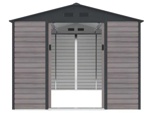 Tuinhuisje Van Gegalvaniseerd Staal Met Houteffect Adelmo - Grijs - 8,94 M