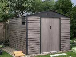 Tuinhuisje Van Gegalvaniseerd Staal Met Houteffect Adelmo - Grijs - 8,94 M