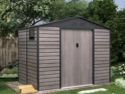Tuinhuisje Van Gegalvaniseerd Staal Met Houteffect Adelmo - Grijs - 5,40 M