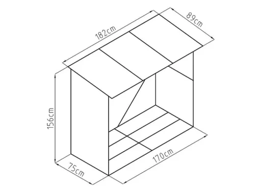 Tuinhuisje Van Verzinkt Staal Met Houteffect 1,98 M3 - 2 Kub - B182 X D89 X H156 Cm - Birwood