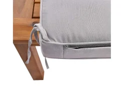 Tuinmeubelen In Acaciahout En Grijs Touw - 2 Zitbanken En 1 Salontafel - Verstelbare Poten - Grijs & Naturel