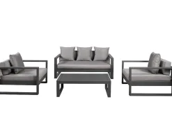 Tuinsalon Molokai In Aluminiun: Driezitsbank, 2 Fauteuils, Salontafel