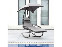 Tuinschommelstoel Met Parasol En Antracietkleurig Kussen - Waterbestendig - Moheli