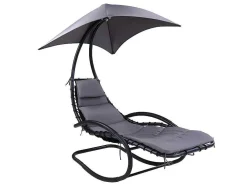 Tuinschommelstoel Met Parasol En Antracietkleurig Kussen - Waterbestendig - Moheli