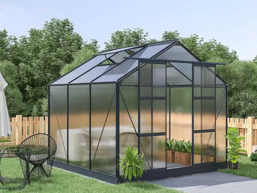 Tuinserre Van Polycarbonaat Anissa Met Basis - 5,9 M - Antraciet