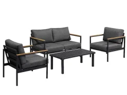 Tuinset Van Aluminium: Een Tweezitsbank, Twee Fauteuils En Een Salontafel Van Vairao Van Mylia