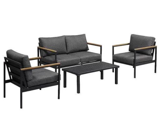 Tuinset Van Aluminium: Een Tweezitsbank, Twee Fauteuils En Een Salontafel Van Vairao Van Mylia