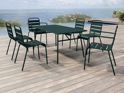 Tuintafel L160 Cm In Metaal - Dennengroen - Mirmande Van Mylia