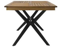 Tuintafel Van Acaciahout En Zwart Metaal Tobaga - L. 180 Cm