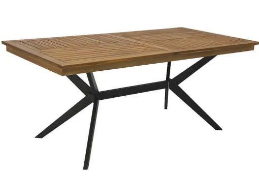 Tuintafel Van Acaciahout En Zwart Metaal Tobaga - L. 180 Cm