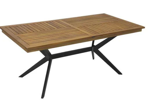 Tuintafel Van Acaciahout En Zwart Metaal Tobaga - L. 180 Cm