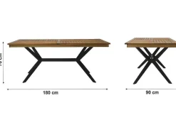 Tuintafel Van Acaciahout En Zwart Metaal Tobaga - L. 180 Cm