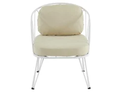 Tuinzithoek Van Metaal: 1 Tweezitsbank, 2 Fauteuils En 1 Salontafel - Wit - Arlesan