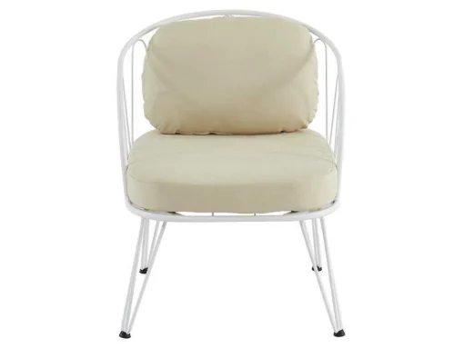 Tuinzithoek Van Metaal: 1 Tweezitsbank, 2 Fauteuils En 1 Salontafel - Wit - Arlesan