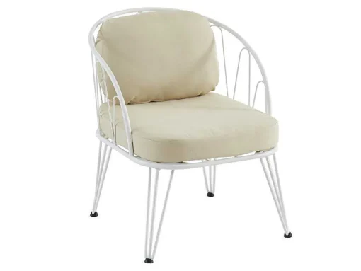 Tuinzithoek Van Metaal: 1 Tweezitsbank, 2 Fauteuils En 1 Salontafel - Wit - Arlesan