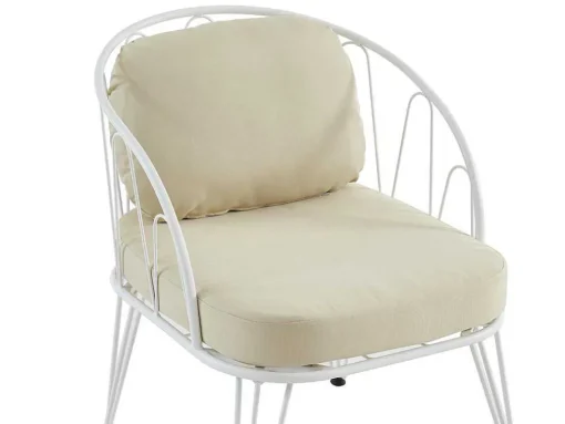 Tuinzithoek Van Metaal: 1 Tweezitsbank, 2 Fauteuils En 1 Salontafel - Wit - Arlesan