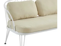 Tuinzithoek Van Metaal: 1 Tweezitsbank, 2 Fauteuils En 1 Salontafel - Wit - Arlesan