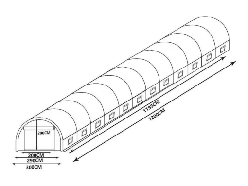 Tunnelkas Met Staalstructuur Ipomea 36M - L1200Xb300Xh300 Cm