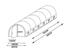 Tunnelkas Met Structuur Van Gegalvaniseerd Staal En Deur 18 M - L600 X B300 X H200 Cm - Alocasia