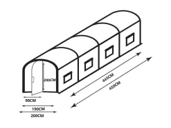 Tunnelkas Met Structuur Van Gegalvaniseerd Staal En Deur 9 M - L450 X B200 X H200 Cm - Alocasia
