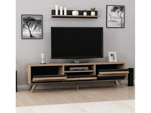 Tv-Meubel Hira - Zwart - 180X35X48 Cm - Epikasa