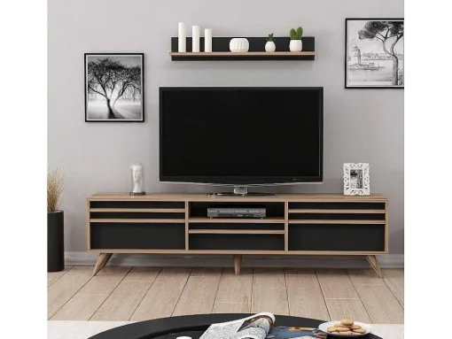 Tv-Meubel Hira - Zwart - 180X35X48 Cm - Epikasa