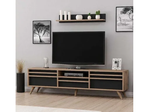 Tv-Meubel Hira - Zwart - 180X35X48 Cm - Epikasa