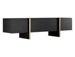 Tv-Meubel Met 4 Deuren Van Mdf - Zwart En Goud - Luvonia